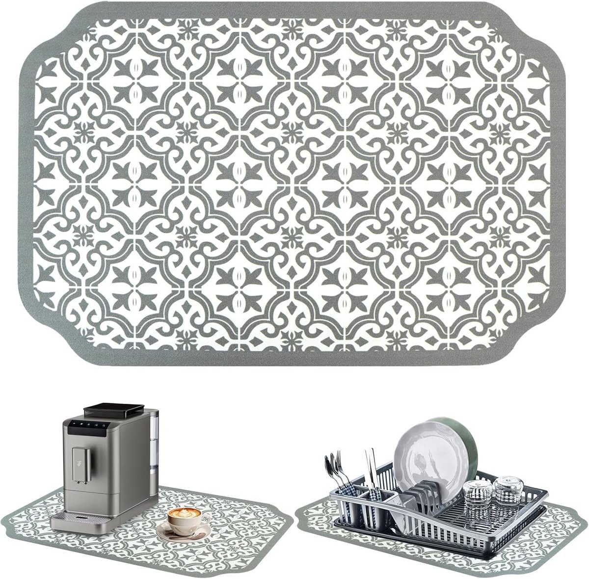 Koffiemachine Mat - Keukenonderlegger - Snel Drogen - Super Absorberend - 30 x 445 cm - Grijs