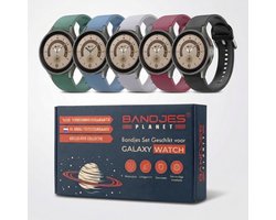 Set van 5 Zachte Siliconen Bandjes Geschikt voor Samsung Galaxy Watch 7, 6, 5, 4, 5 Pro, 4/6 Classic, Active 2 en Gear - 20mm