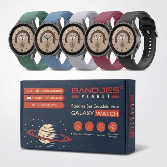 Set de 5 Bracelets en Siliconen souple adaptés aux Samsung Galaxy Watch 6, 5, 4, 5 Pro, 4/6 Classic, Active 2 et Gear - 20 mm