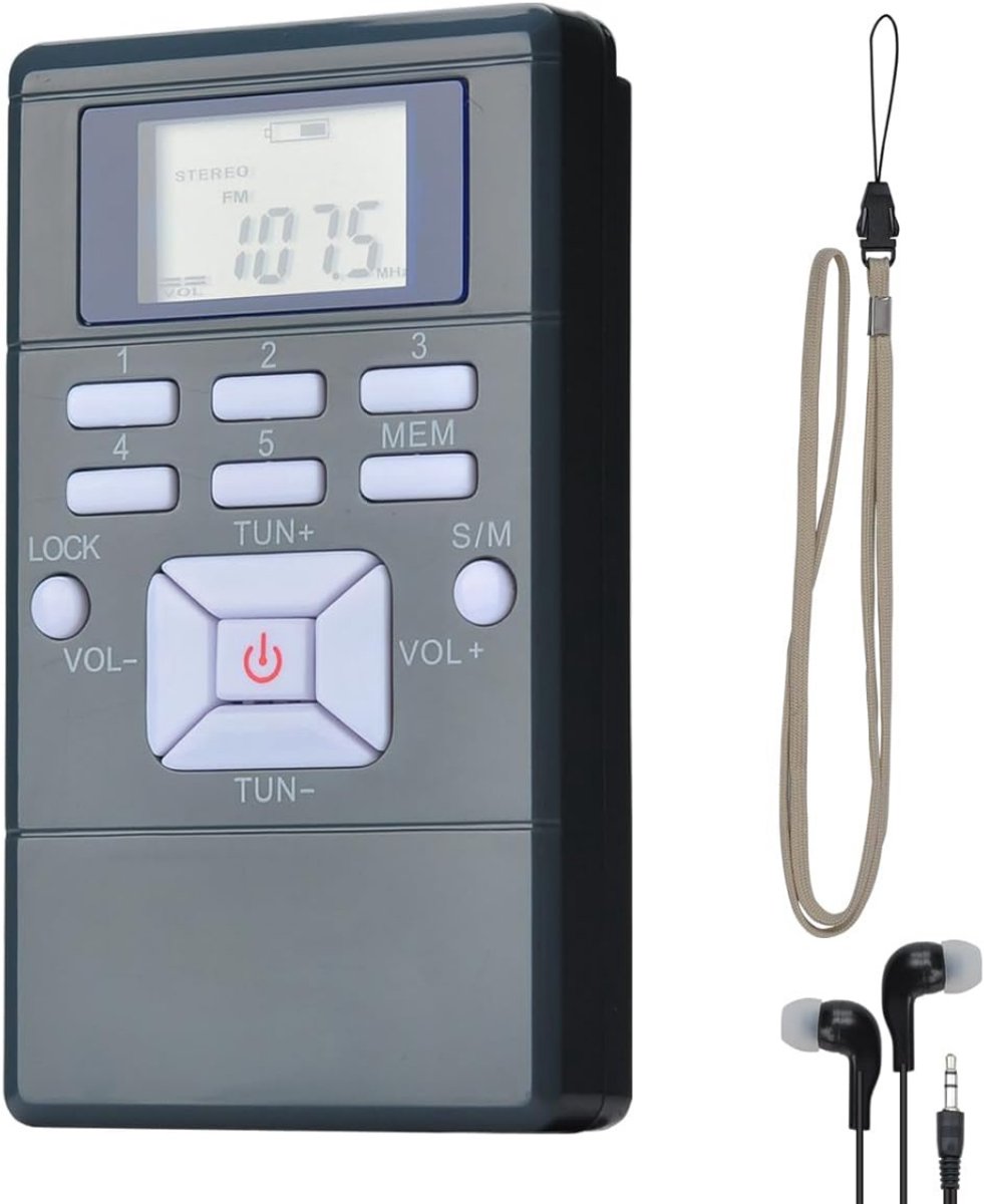 VIN® Transistor Radio Op Batterijen - Transister FM-stereo - Draagbare Mini Noodradio - Radio Voor Rampen - Pocket Radio Speler - Grijs