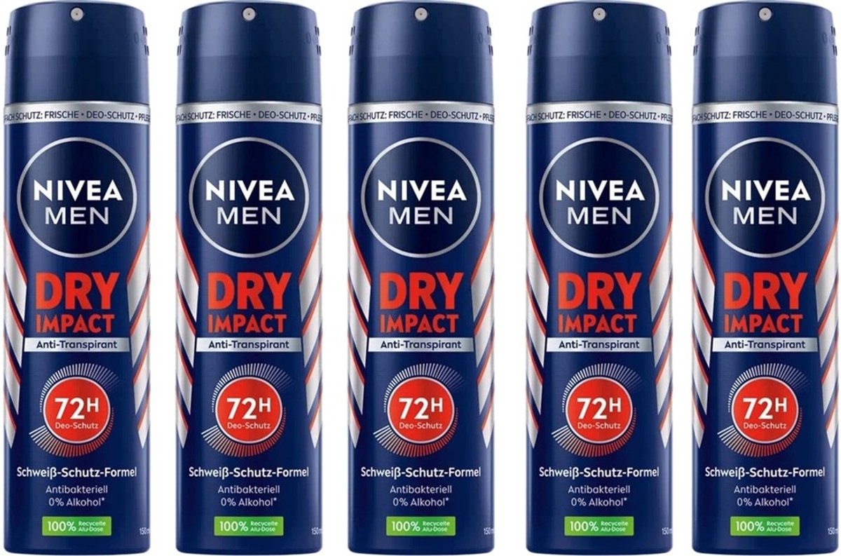 MULTI BUNDEL - MEN DRY IMPACT - Deo Spray - 5 x 150 ml