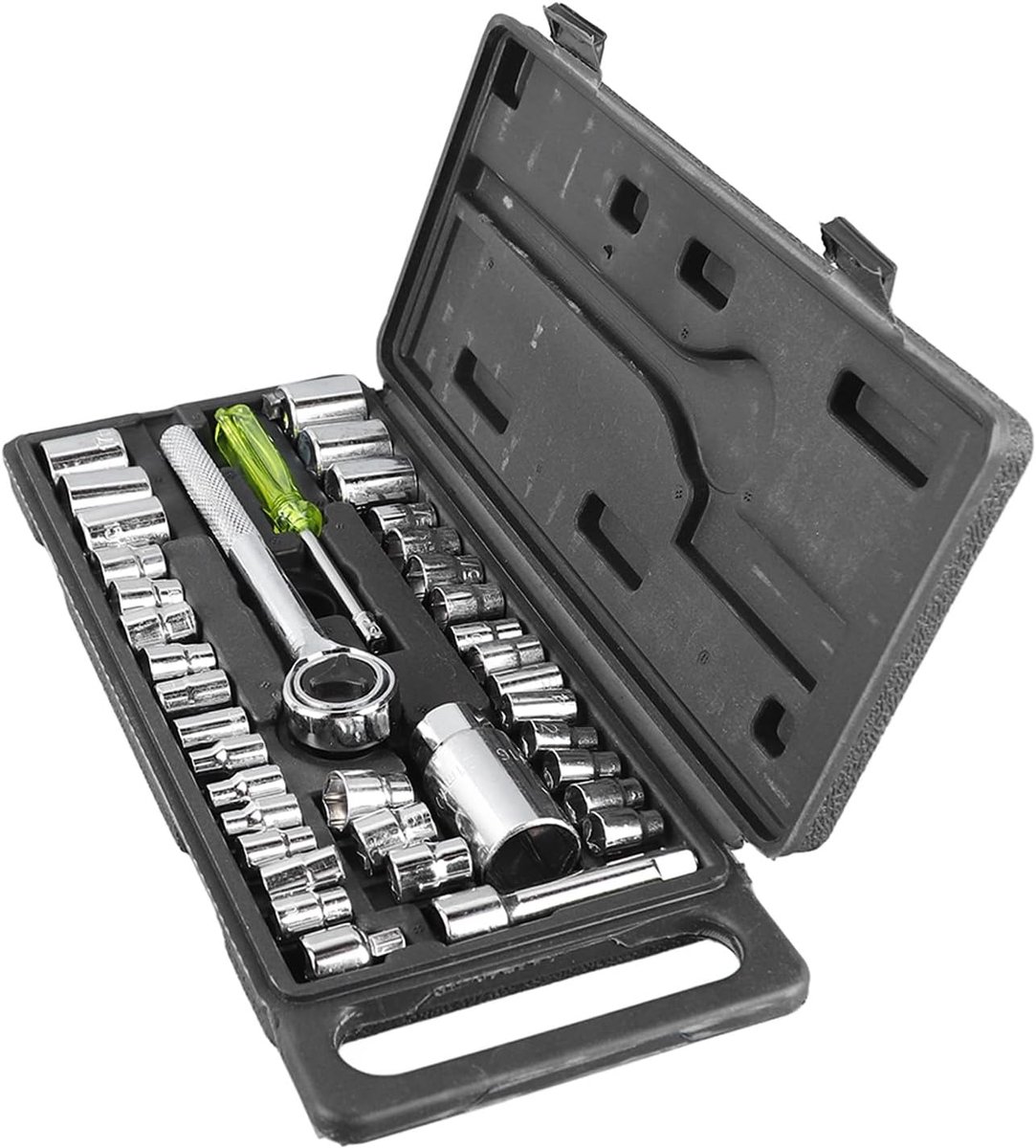 Mechanica Gereedschapset - Doppenset Monteursgereedschap - Reparatie Onderhoud - 40 Delig Koolstofstaal - 32x13x4 cm