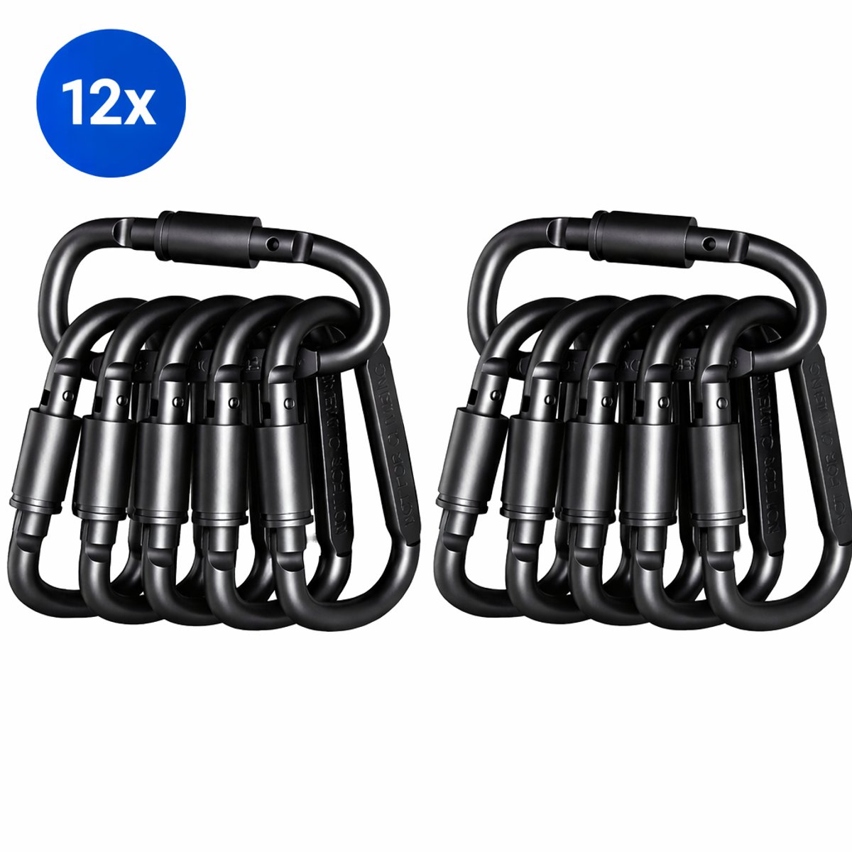 Aventrix Karabijnhaken met Schroefsluiting – 12 Stuks – Karabijnhaak Sleutelhanger – Lichtgewicht & Sterk – Voor Wandelen Kamperen Hondenriem – Niet voor Klimmen