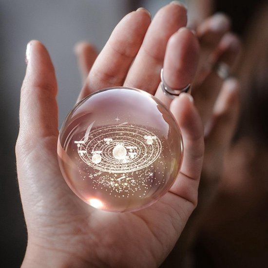 3D Galaxy Crystal Ball Night Light- 6 CM Solar System Lamp-Custom Crystal Photo Night Lamp-3D Glass Ball Light-Bedroom Decor Crystal Lamp van Merkloos — afbeelding 4