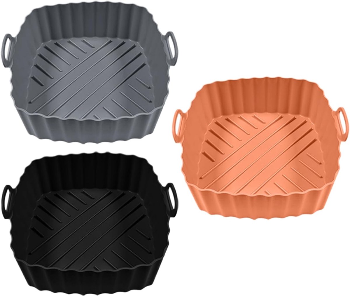 Siliconen Airfryer Liners Herbruikbaar Bakblik Keuken Gemak Anti-Aanbak Ontwerp 18.8cm Breed Set van 3