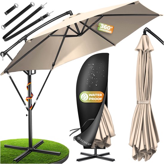 KESSER® Zweefparasol met voet 300cm x 300cm
