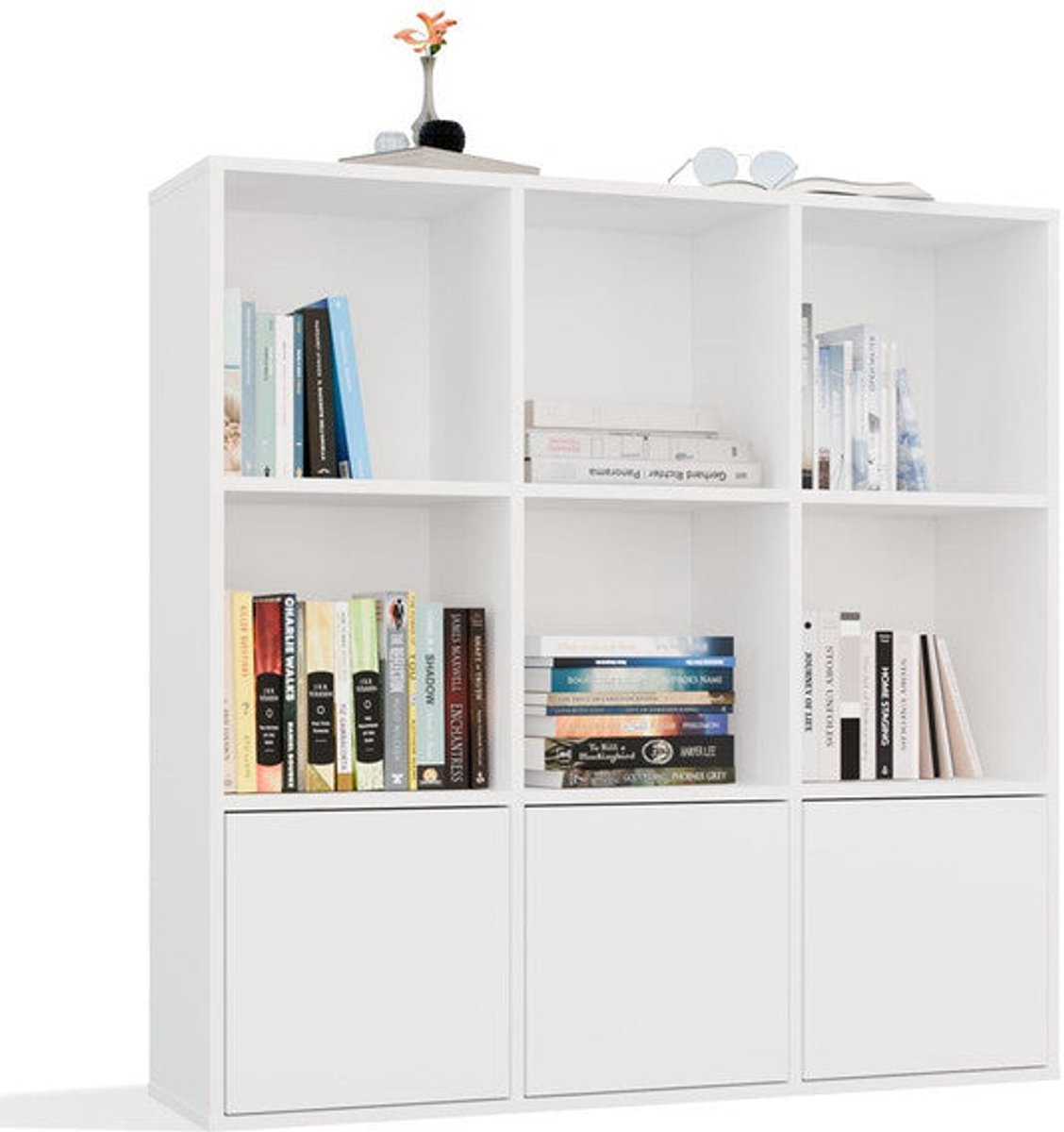 Modulaire Compartimentenplank MALAX 3x3 H met 3 TIP-ON Deuren | Kleur: Mat Wit