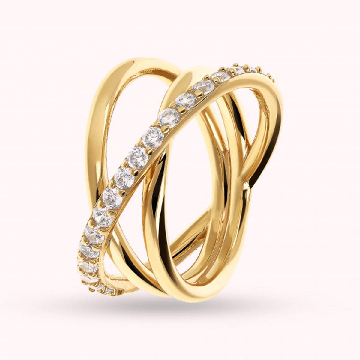 Bronzallure Yellow Gold Multiwire Ring - Cubic Zirconia WSBZ02409Y.WR-16 Brons 56