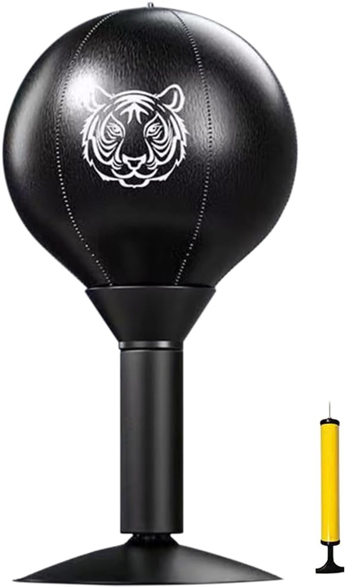 Desktop Bokszak - Stressbal Punching - Bureau Ontspanning - Sterke Zuignap - 30cm Hoog - Zwart