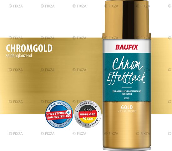 BAUFIX Chroomlak Goud Bombe 400 ml – Vernis Goud Brillant Soie – Laque Métallique Décorativa pour Bois, Métal, Plastique & Glas – Utilisation Intérieure
