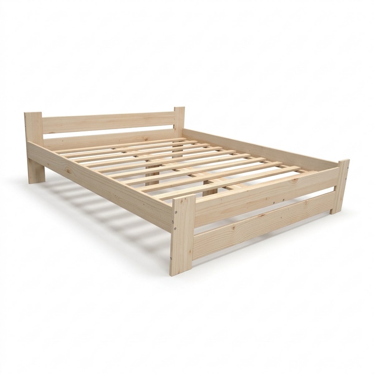 Houten Twijfelaar Bed 160x200 cm - Inclusief Lattenbodem - Massief Grenen - Naturel Onbehandeld