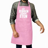 Keukenschort - BBQ - Niet zeuren gewoon eten - volwassenen - roze - cadeau - Moederdag