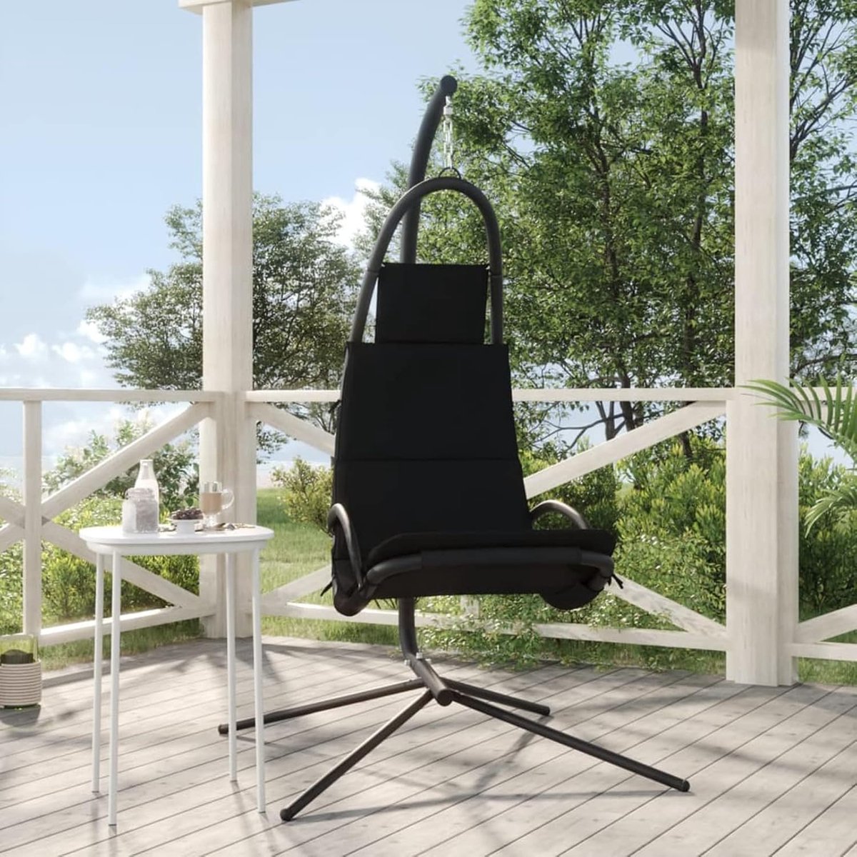 Tuin Hangstoel - Schommelstoel Buiten - Ontspannen Buiten - Waterdichte Oxford Stof - 106 x 93 x 195 cm - Zwart