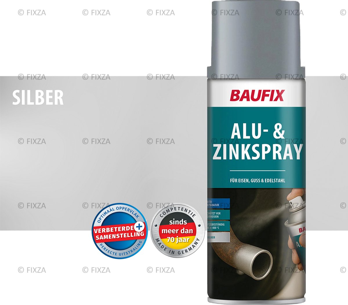 BAUFIX Aluminium Zinkspray – Anti Roest Spray voor Metaal – Corrosiebescherming voor Staal en Verzinkt Metaal – Sneldrogende Zink Coating Spuitbus – 400 ml