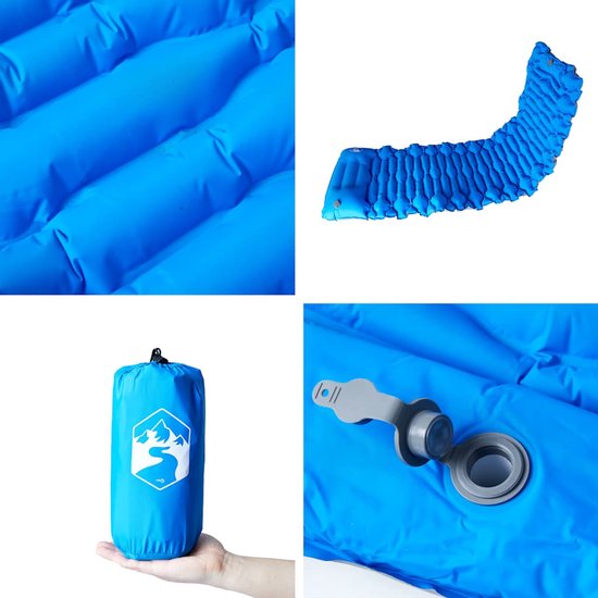 vidaXL - Kampeermatras - met - kussen - zelfopblazend - 1-persoons - blauw van Merkloos — afbeelding 2