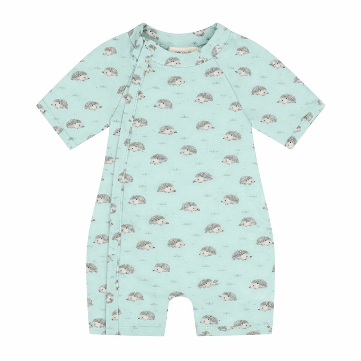 Supercute UV Strandpak Baby – Badpak Korte Mouw – Egeltjes Print – Met Rits – Mintgroen – 6/12 Maanden Maat 74/80