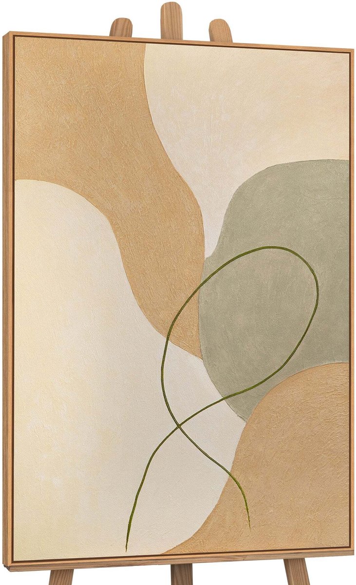 YS Canvas schilderij 120x80 cm handgeschilderd vervlechting – YS-Art Gallery – Lijst: Hout – Luxe wanddecoratie Wood