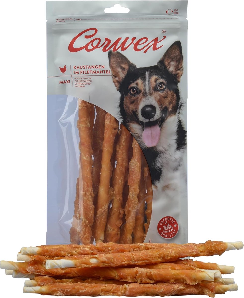 Honden Kauwsnack - Kauwstaven Kip - Gevoelige Honden - Graanvrij Premium - 8x 300g