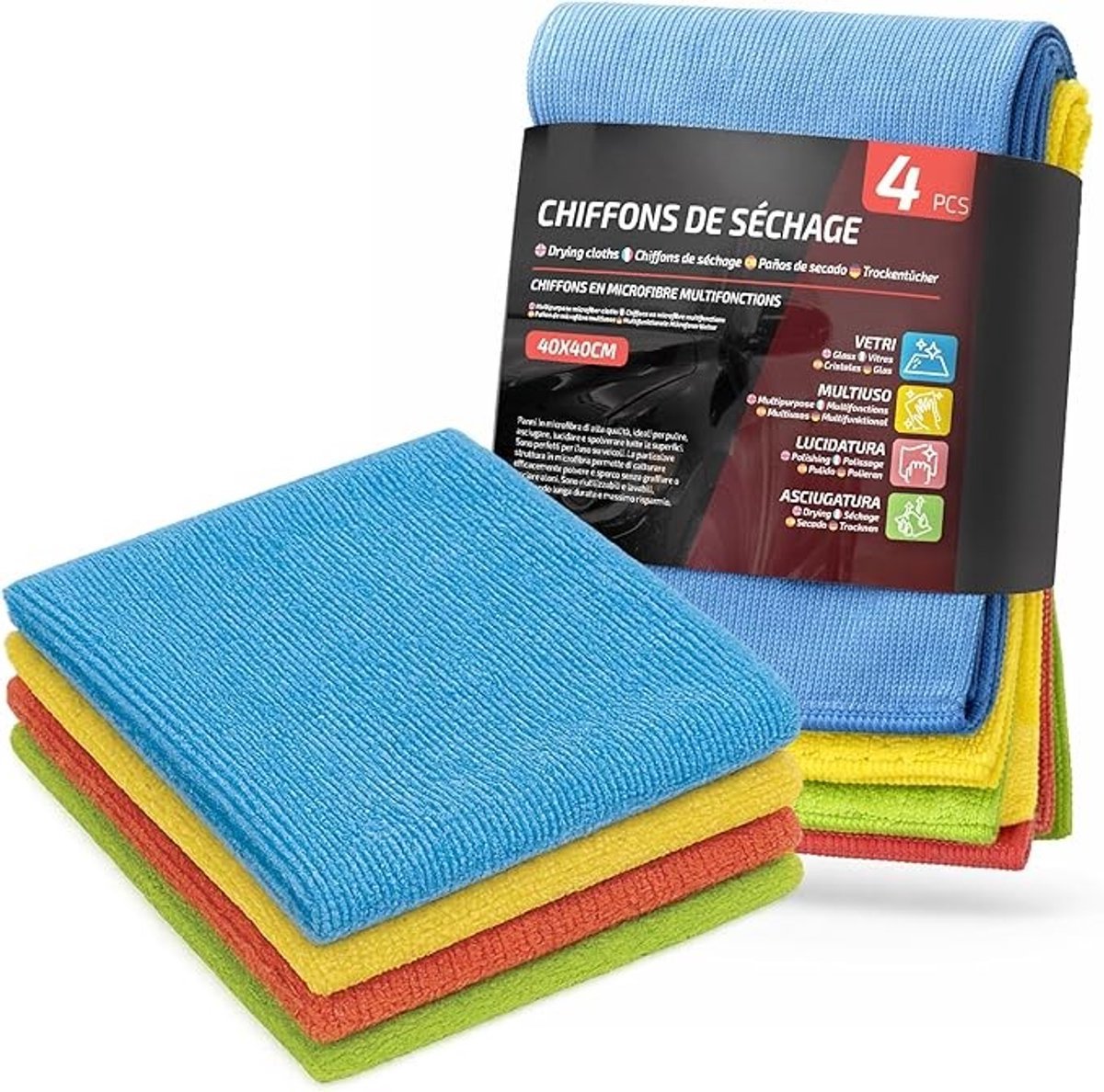 Set van 8 microvezeldoeken voor auto en interieur - Streepvrij en absorberend