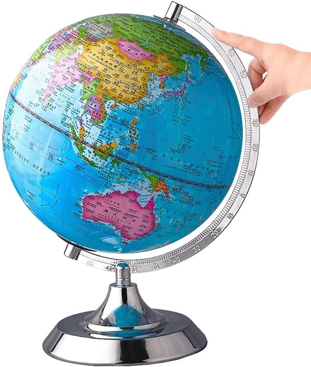 Wereldbol Set - Educatieve Bol - Decoratie en Leren - Tweetalige Tekst - 25cm Diameter
