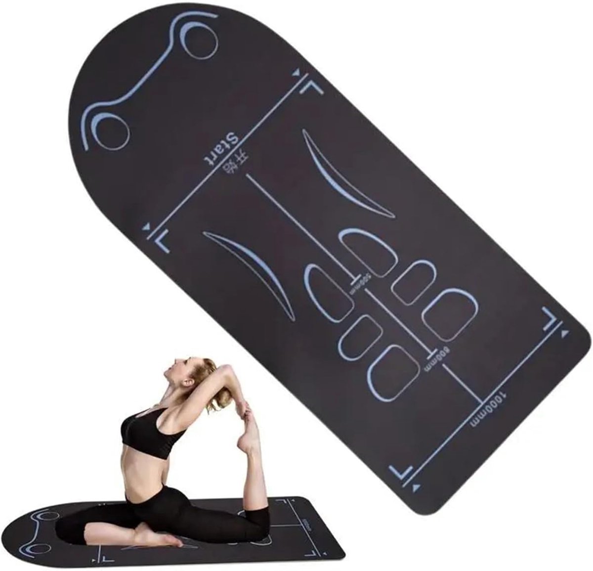 Buikwiel Oefenmat - Trainingsmat Vloer - Buikspier Training - Antislip Geluidsisolatie - 150 x 61 cm - Zwart