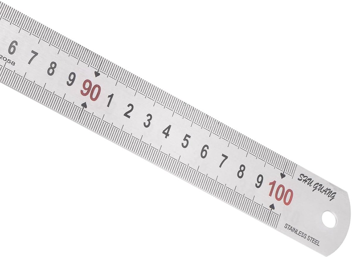 Roestvrijstalen Liniaal - Meetlat Metaal - Tekenen Ontwerpen - Dubbele Schaal Metrisch Inch - 1 Meter 40 Inch - Zilverkleurig