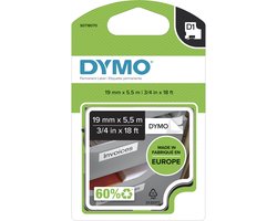 DYMO originele D1 Duurzame polyester labels | Zwarte Tekst op Wit Label | 12 mm x 5,5 m | zelfklevende etiketten voor de LabelManager labelprinter | gemaakt in Europa
