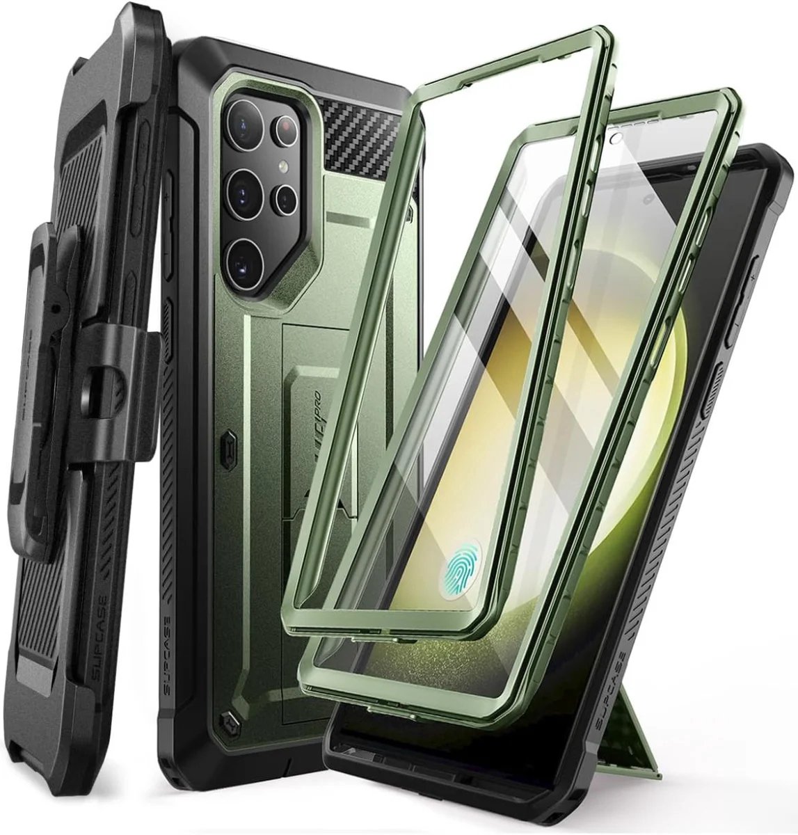 Supcase UB Pro hoesje geschikt voor Samsung Galaxy S24 Ultra - Met en zonder screen protector - Groen