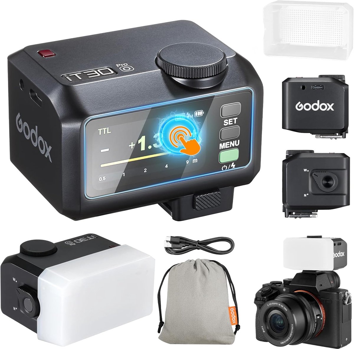 Mini Camera Flitser - Speedlite Flitser - Professionele Fotografie - Ingebouwd Draadloos X-systeem - 65 x 47 x 46 cm