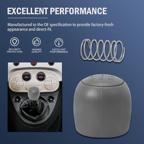 Versnellingspook 5 Versnellingen - Schakelknop Hendel - Auto Interieur Upgrade - Met Terughaalveer - 45x45 Millimeter - Grijs — afbeelding 2