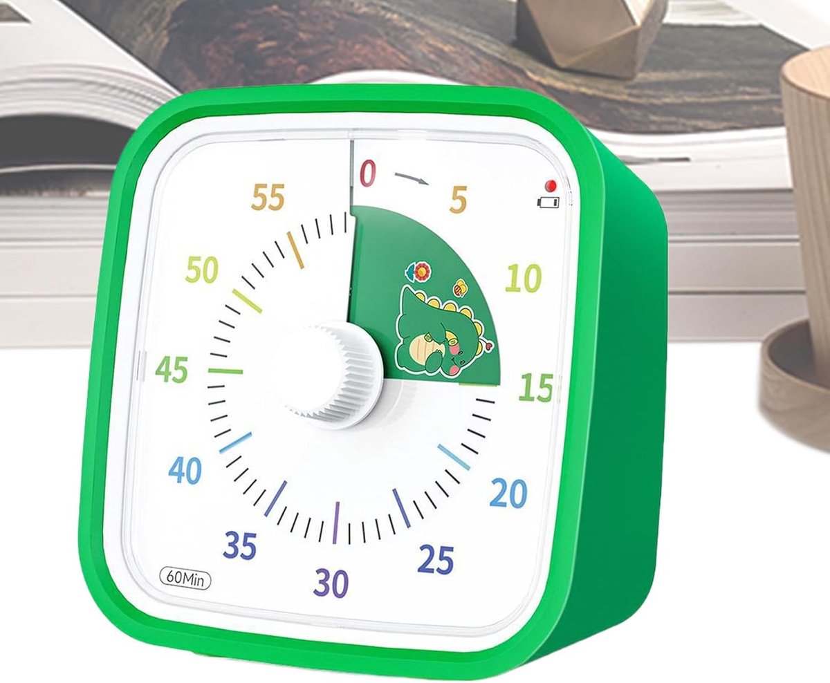 Visuele Timer - Aftelklok - Tijdbeheer - Regenboogschijf ontwerp - 10cm diameter - Multicolor