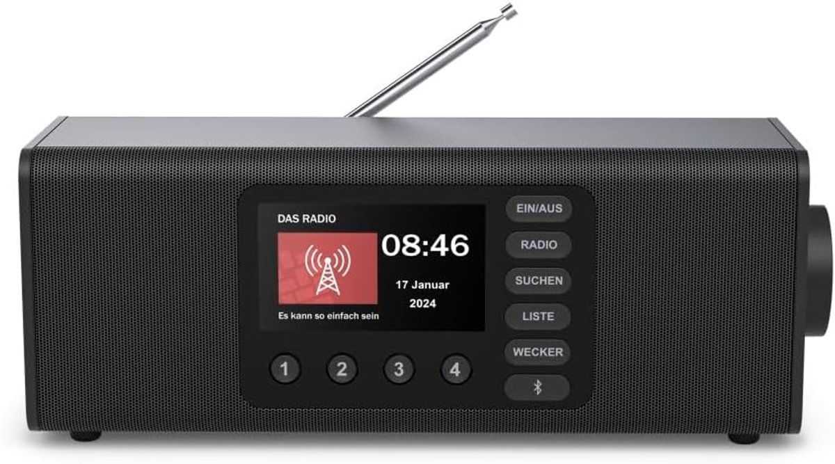 Digitale Radio - Wekkerradio DAB+ - Muziek Luisteren - Bluetooth Ontvangst - Normaal Formaat - Zwart