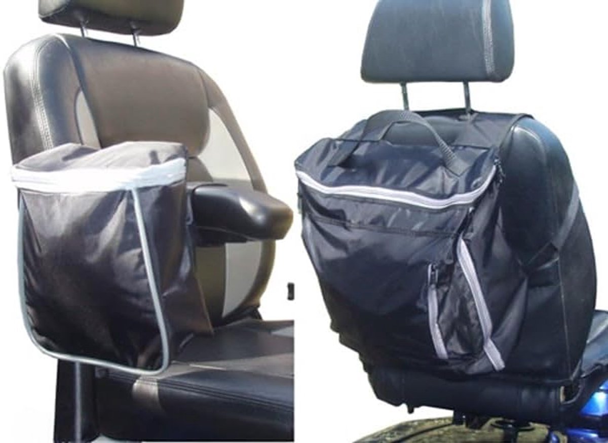 Tassenset Scootmobiel - Opbergzakken Set - Boodschappen Vervoeren - Dubbele Tas Combinatie - Verschillende Maten - Zwart Grijs