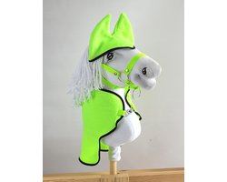 Hobby Horse Set - Paardenspeelgoed Accessoires - Spelen en Trainen - Opvallende Neon Kleur - Deken + Oorkussen - Groen
