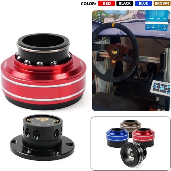 Stuurnaafadapter - Wielstuuradapter - Simulator Spellen - Snelwissel Systeem - 70 mm 6-gaats - bruin van Stuurnaafadapter — afbeelding 2