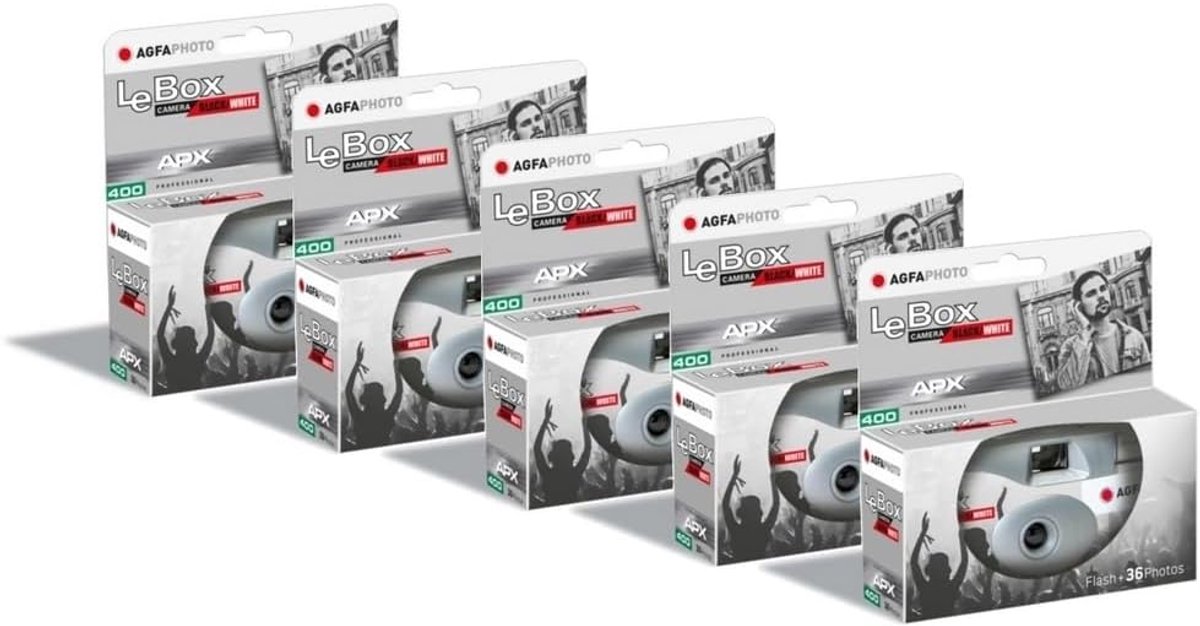 Wegwerp Camera - Zwart Wit Film - Eenvoudig Foto's Maken - Ingebouwde Film - 5 Pack - Grijs