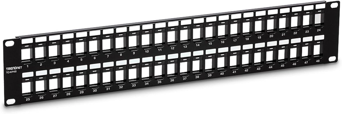 Patchpaneel - Netwerk Paneel - Netwerk Organisatie - 48 Poorts - 2U Rackmount - Zwart