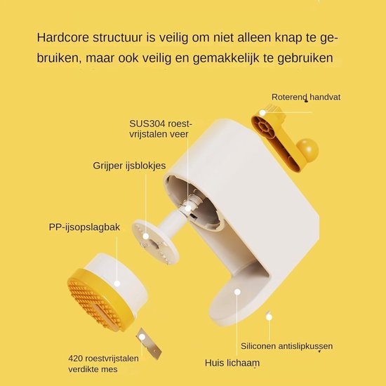 IJsschaafmachine Handmatig - Sneeuwkegel Maker - Verfrissende Drankjes Maken - Roestvrij Staal Cutter - 27.5 x 11.1 x 20.9 cm — afbeelding 5