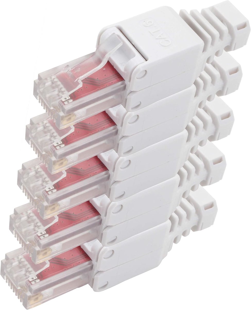 Netwerk Connector - RJ45 Koppeling - Kabel Installatie - Gereedschapsvrij Monteren - Cat 6a - Zilver Wit
