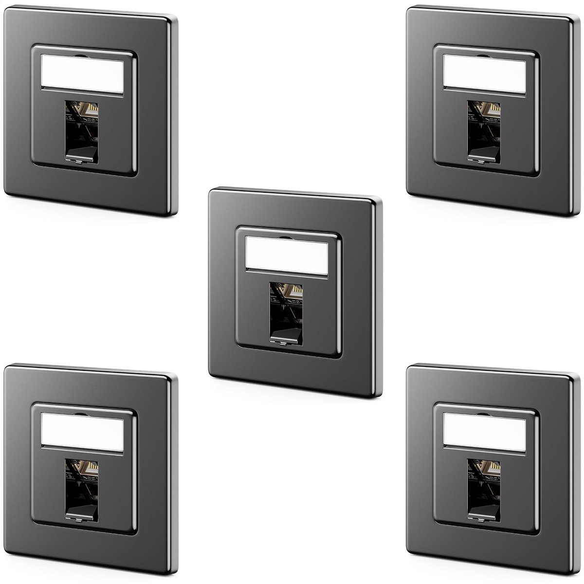 Netwerk Contactdozen - LAN Aansluitdozen - Netwerk Installatie - Snap-In Technologie - 80mm x 80mm - Zwart