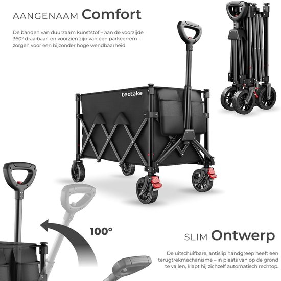 Opvouwbare Bolderkar - Transportwagen Handkar - Outdoor Transport - Draaibare Wielen Met Rem - 45 x 88 x 95 cm van Opvouwbare Bolderkar — afbeelding 5