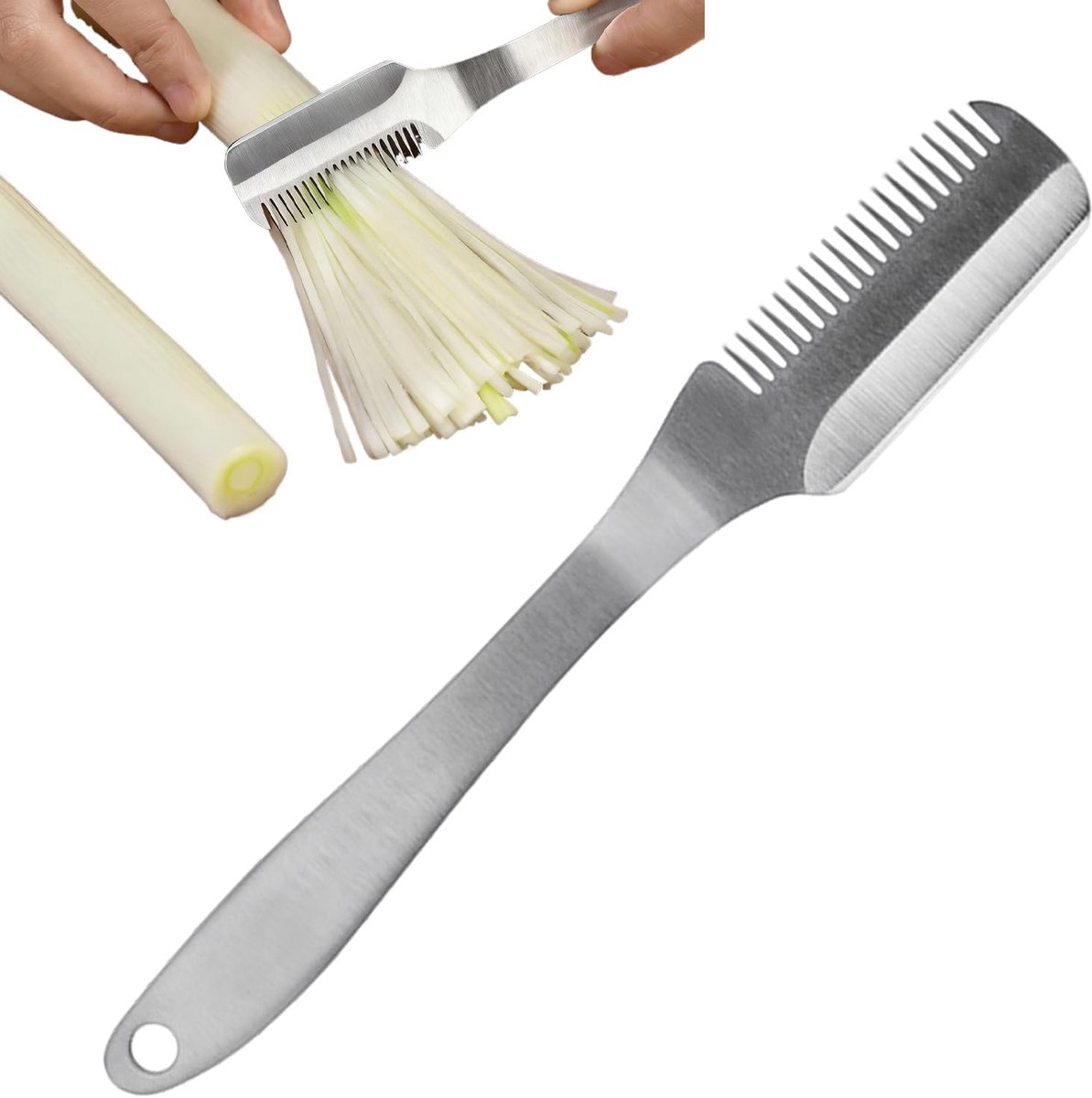 RVS Uiensnijder - Groentesnijder Hakker - Keuken Werk - Ruimtebesparend Ontwerp - 16cm Lengte