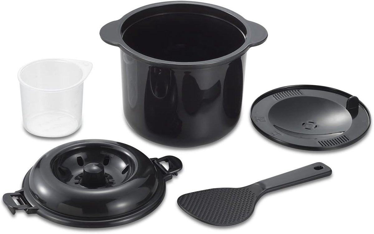 Rijstkoker Magnetron Snelle Rijstmaker Thuis Koken Compact Ontwerp 2 Koppen Capaciteit Zwart