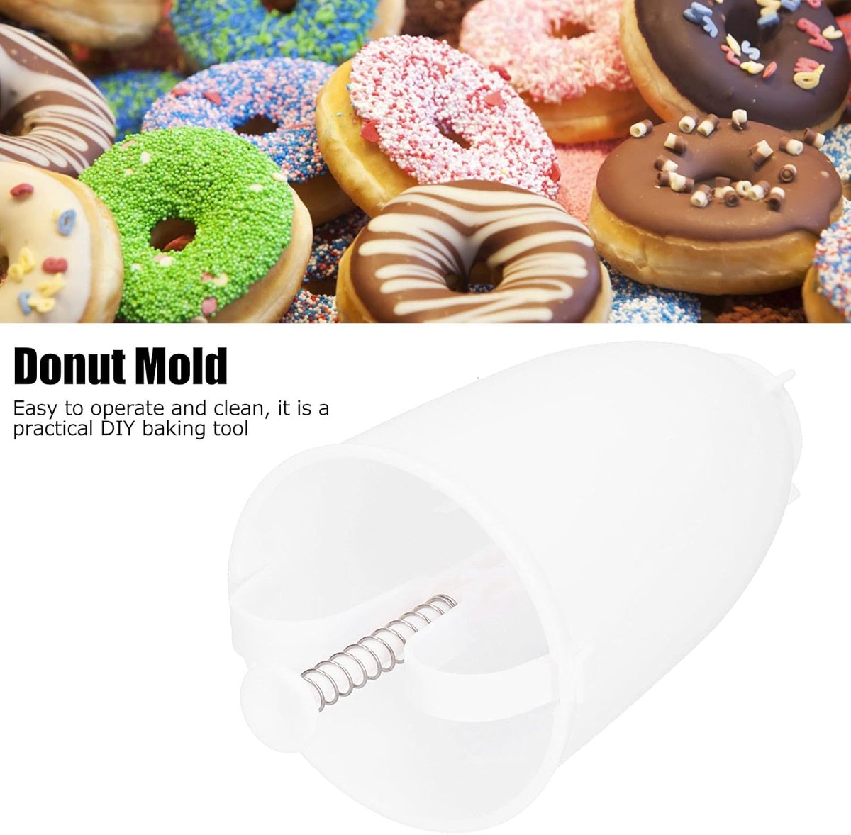 Donutmaker - Bakvorm - Zelf donuts maken - Voedselveilig materiaal - 18x10x10 cm - Wit
