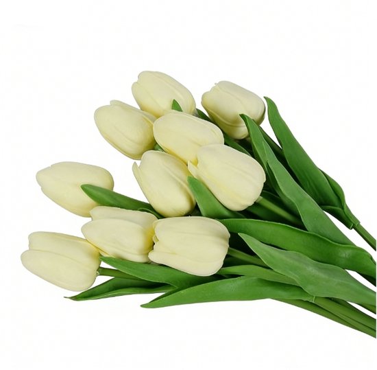 55 kunstbloemen en kunsttakken witte kunstbloemen en groene kunststelen
