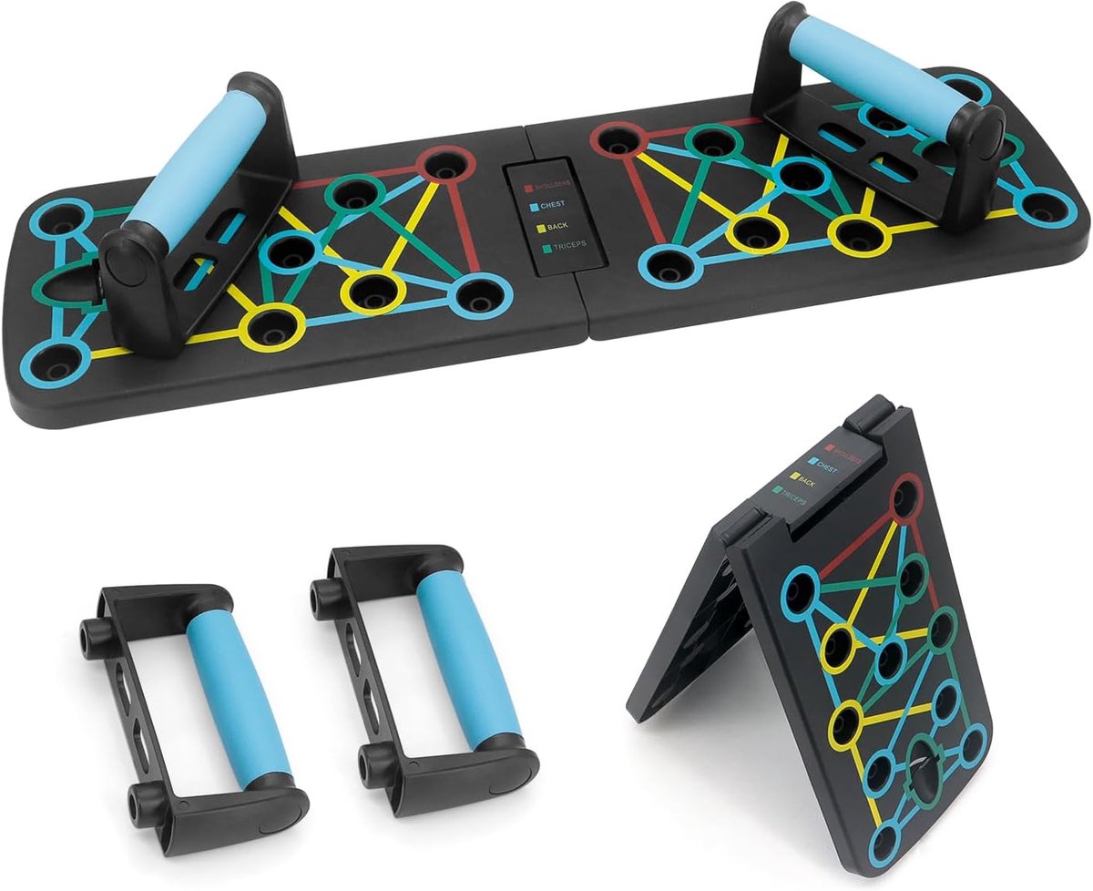 Push-up Board - Kracht Training - Bovenlichaam Trainen - 24 Combinaties - 32x19x8 cm - Zwart