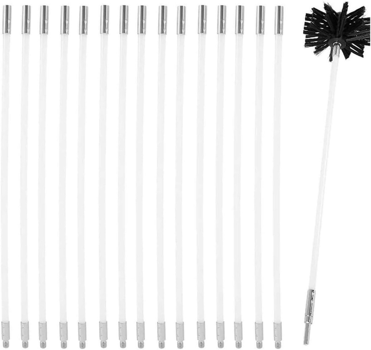 Schoorsteenborstel Set - Veeggereedschap - Schoorsteen Reinigen - Flexibele Stangen - 610m