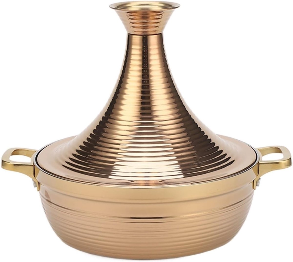 Marokkaanse Tajine Kookpan - Stoofpot Pan - Slow Cooking - Drielaags Staal - 22-32 cm - Goud