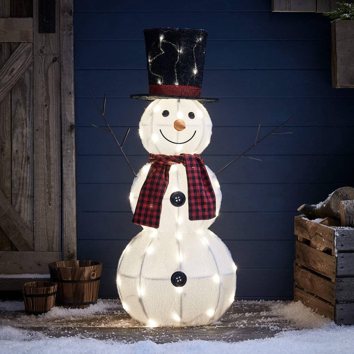 Kerstfiguur Sneeuwpop - Kerstdecoratie Buiten - Tuin Verlichten - Met Timer Functie - 50 LED Warmwit - Niet gespecificeerd