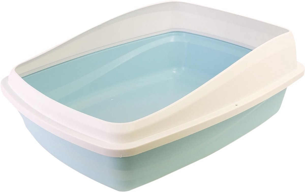 SVN®Open Kattenbak - Kattenbak met Rand - Kattentoilet Met Schepje - Blauw/Grijs - 57cm x 43cm x 19cm